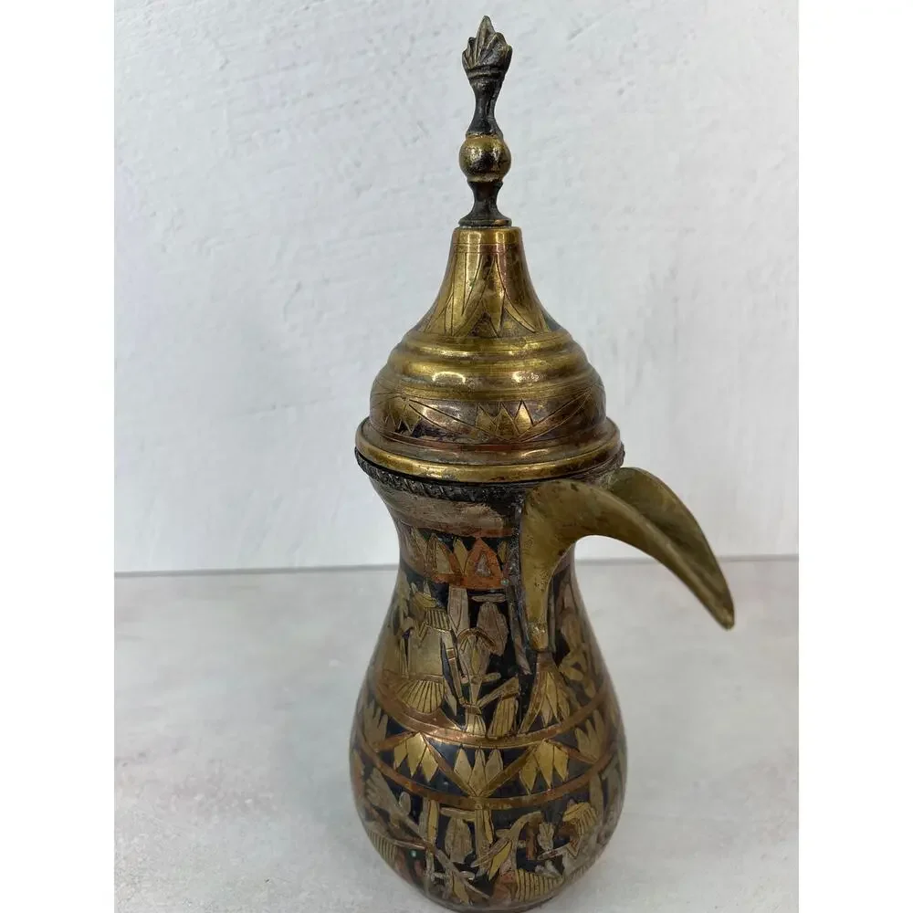 Vintage Brass Arabic Egyptian coffee teapot 11”H‎